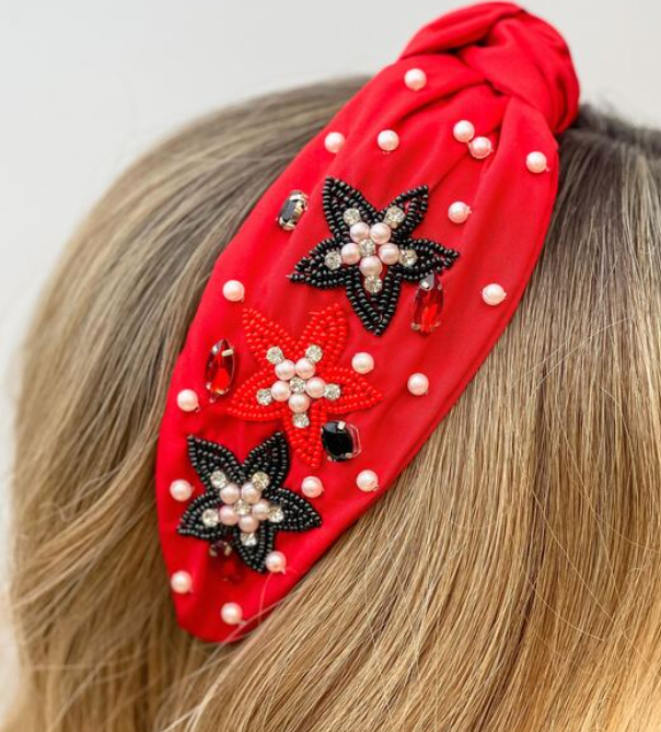 Red and Black Star Knotted Headband