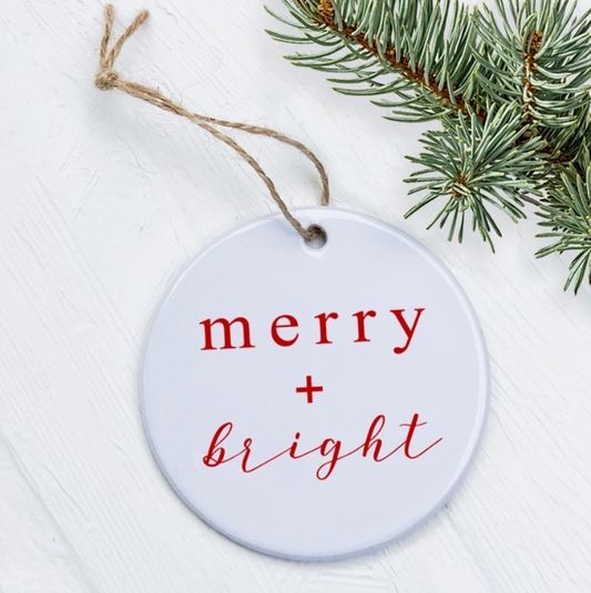 Merry and Bright Ornament- Script