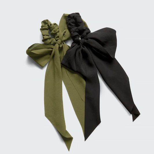 Crepe Scarf Scrunchie 2pc Set - Moss