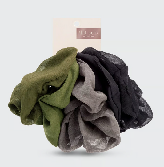 Crepe Scrunchie 5pc - Moss